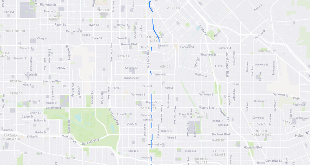 Map of Sylmar Avenue in Los Angeles County, California