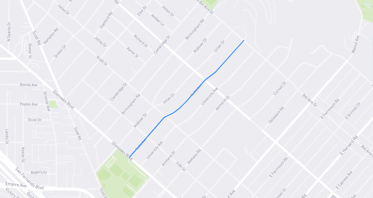 Map of Tufts Avenue in Los Angeles County, California