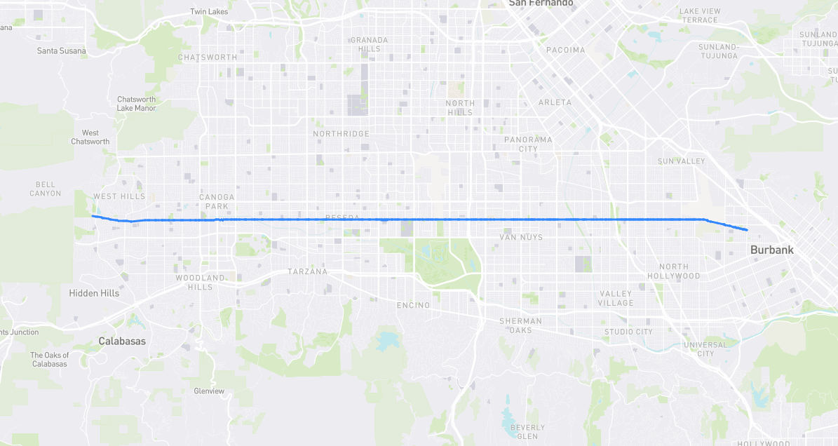 Map of Vanowen Street in Los Angeles County, California