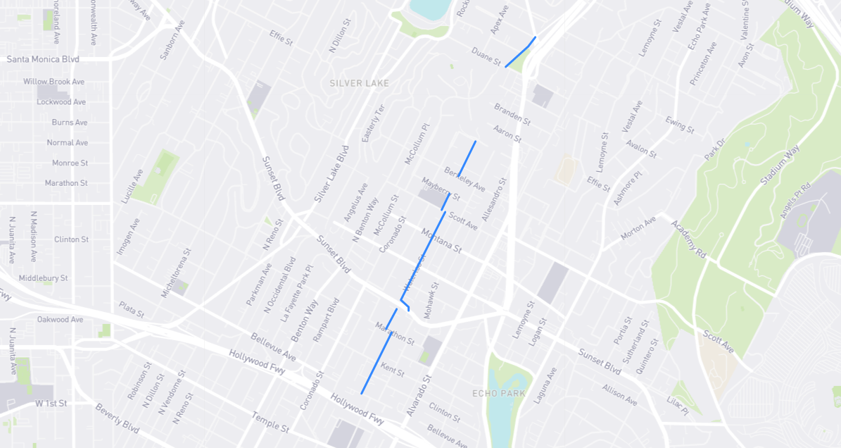 Map of Waterloo Street in Los Angeles County, California