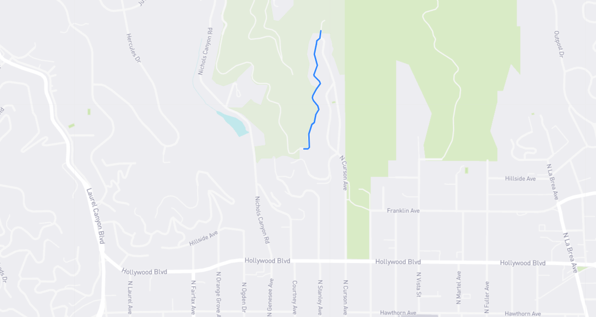 Map of Wattles Drive in Los Angeles County, California