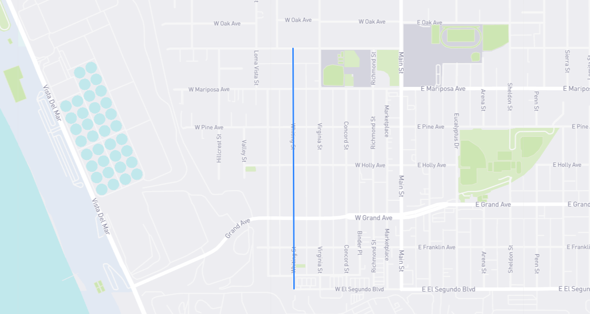 Map of Whiting Street in Los Angeles County, California