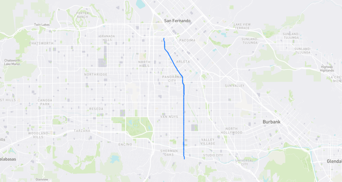 Map of Woodman Avenue in Los Angeles County, California
