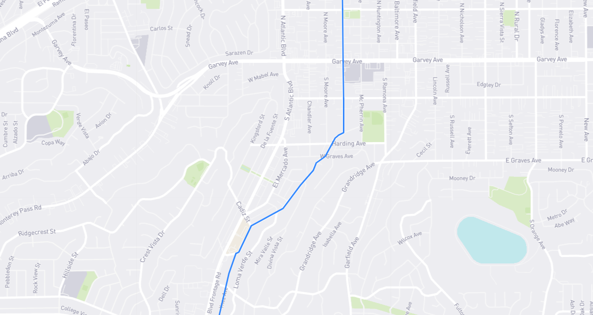 Map of Ynez Avenue in Los Angeles County, California
