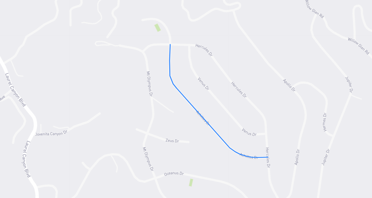 Map of Achilles Drive in Los Angeles County, California