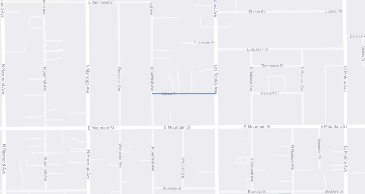 Map of Adena Street in Los Angeles County, California