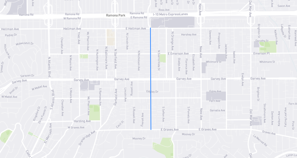 Map of Alhambra Avenue in Los Angeles County, California