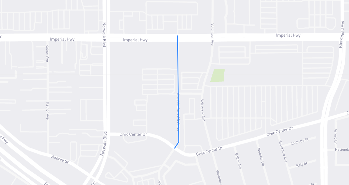 Map of Avenida Manuel Salinas in Los Angeles County, California