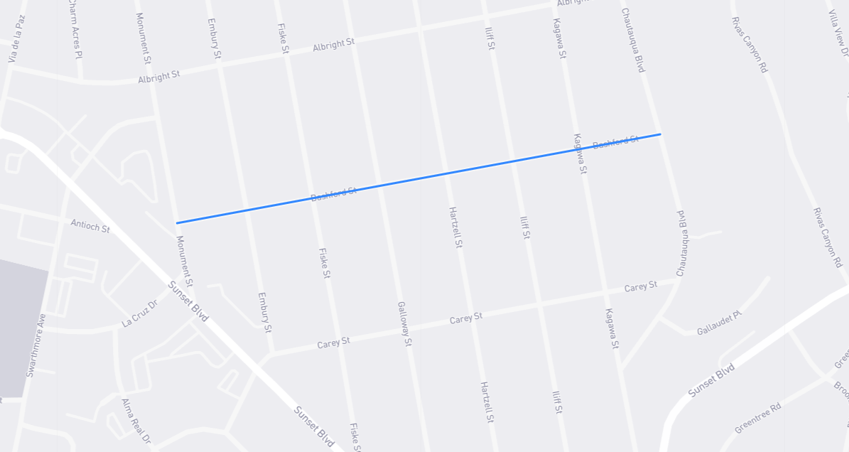 Map of Bashford Street in Los Angeles County, California