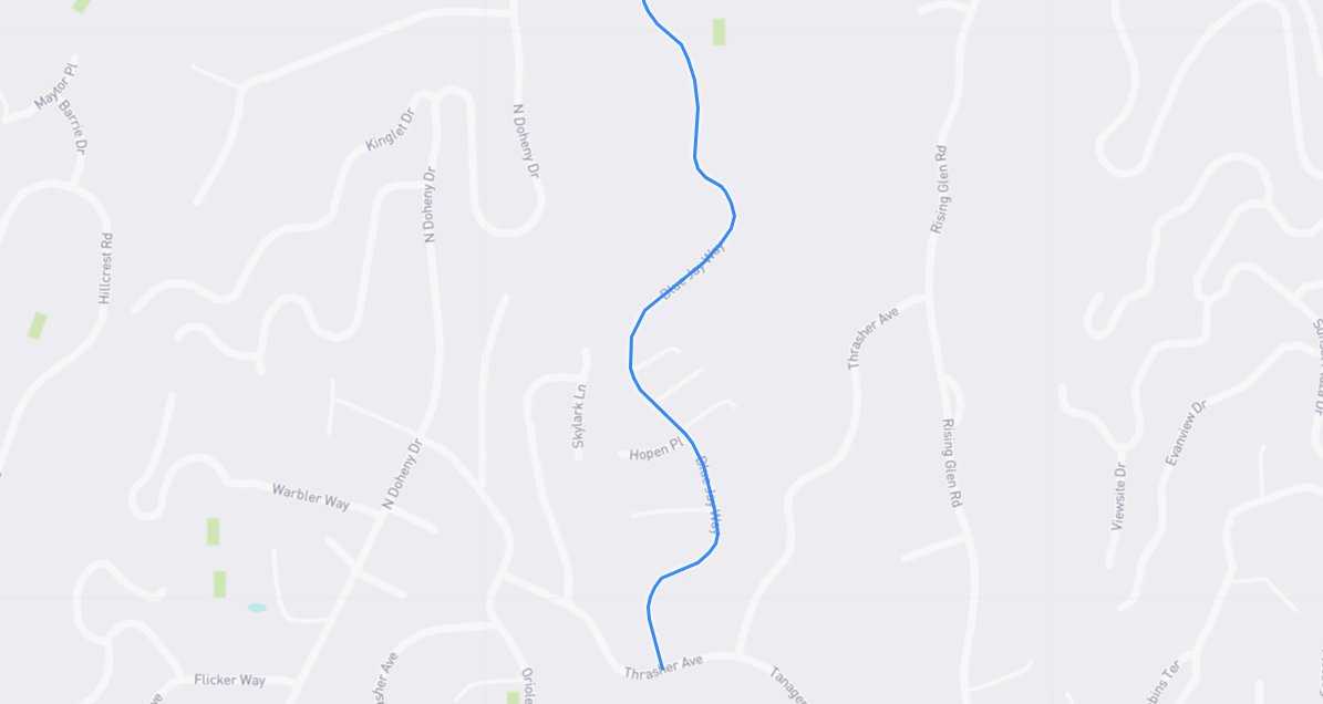 Map of Blue Jay Way in Los Angeles County, California