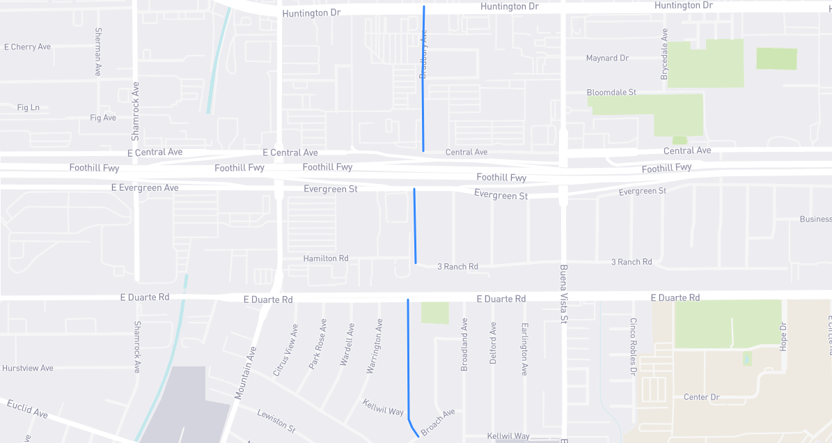 Map of Bradbury Avenue in Los Angeles County, California