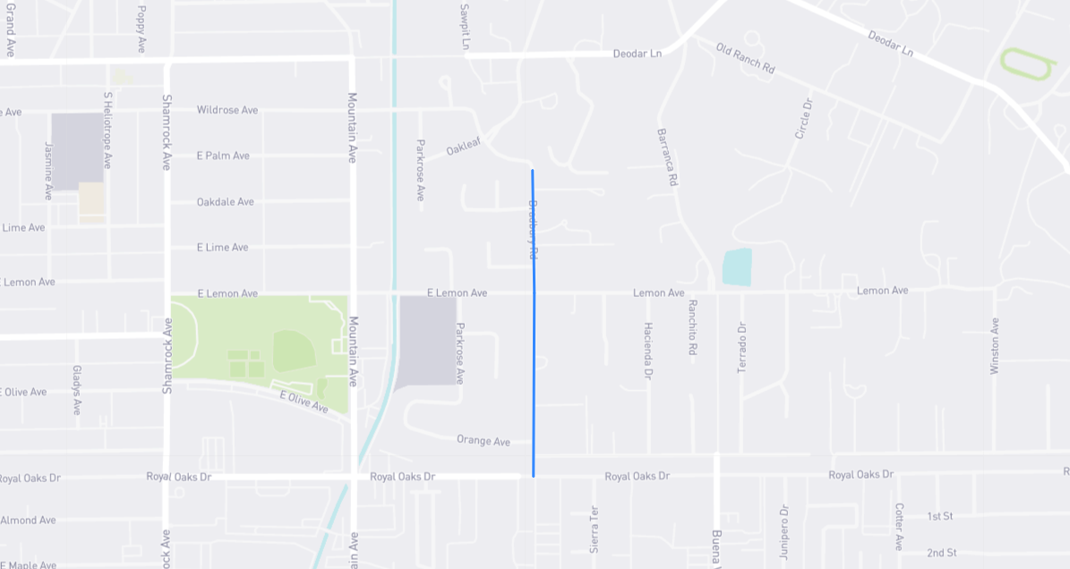Map of Bradbury Road in Los Angeles County, California