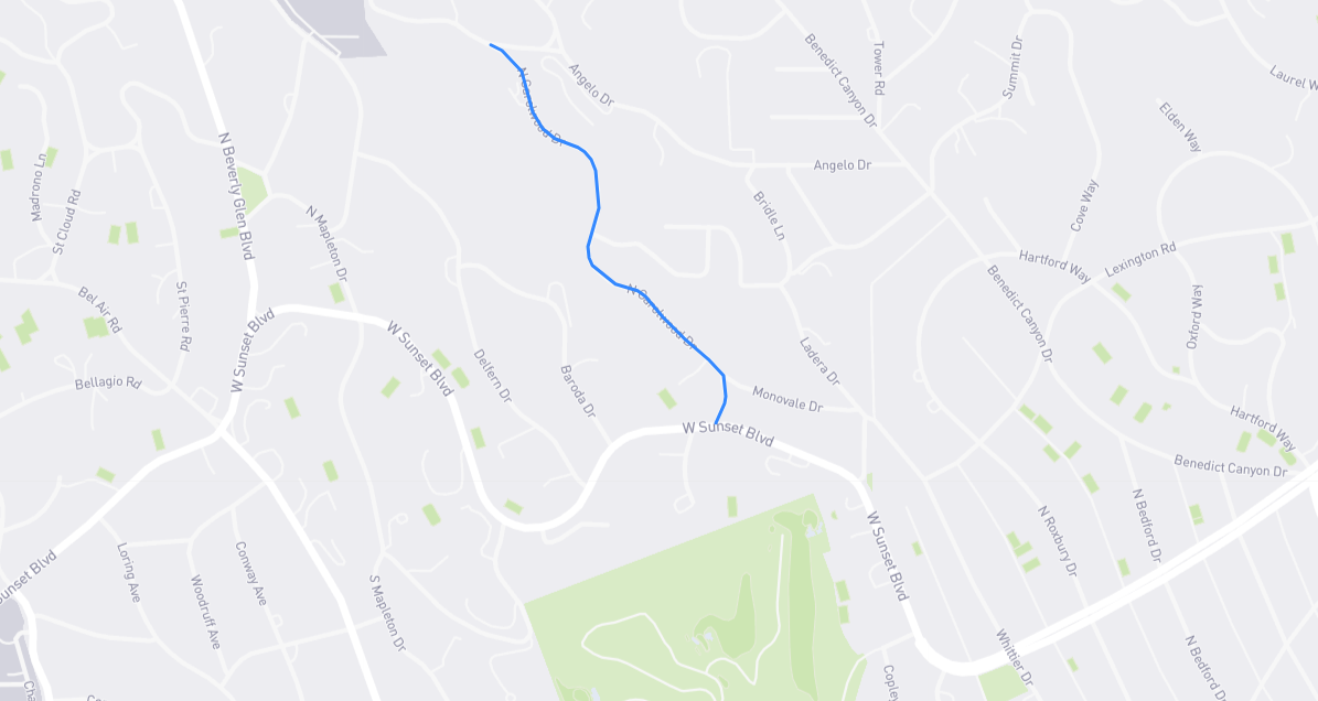 Map of Carolwood Drive in Los Angeles County, California