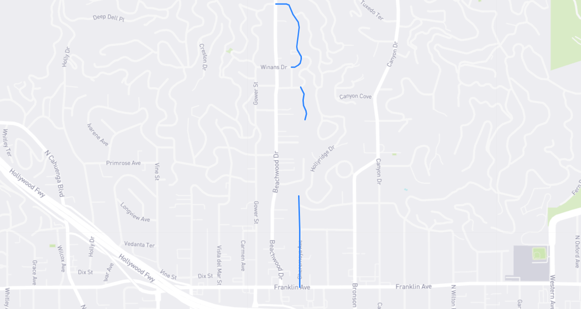 Map of Cheremoya Avenue in Los Angeles County, California