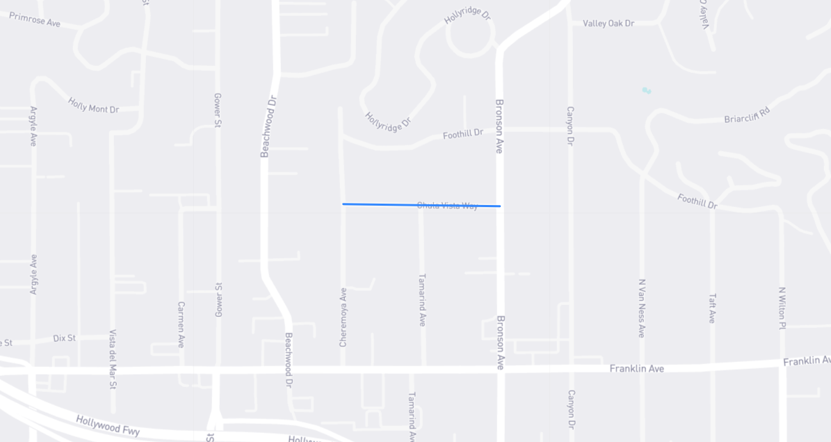 Map of Chula Vista Way in Los Angeles County, California