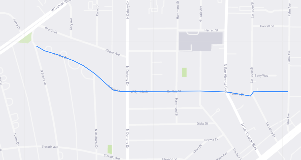 Map of Cinthia Street/Cynthia Street in Los Angeles County, California