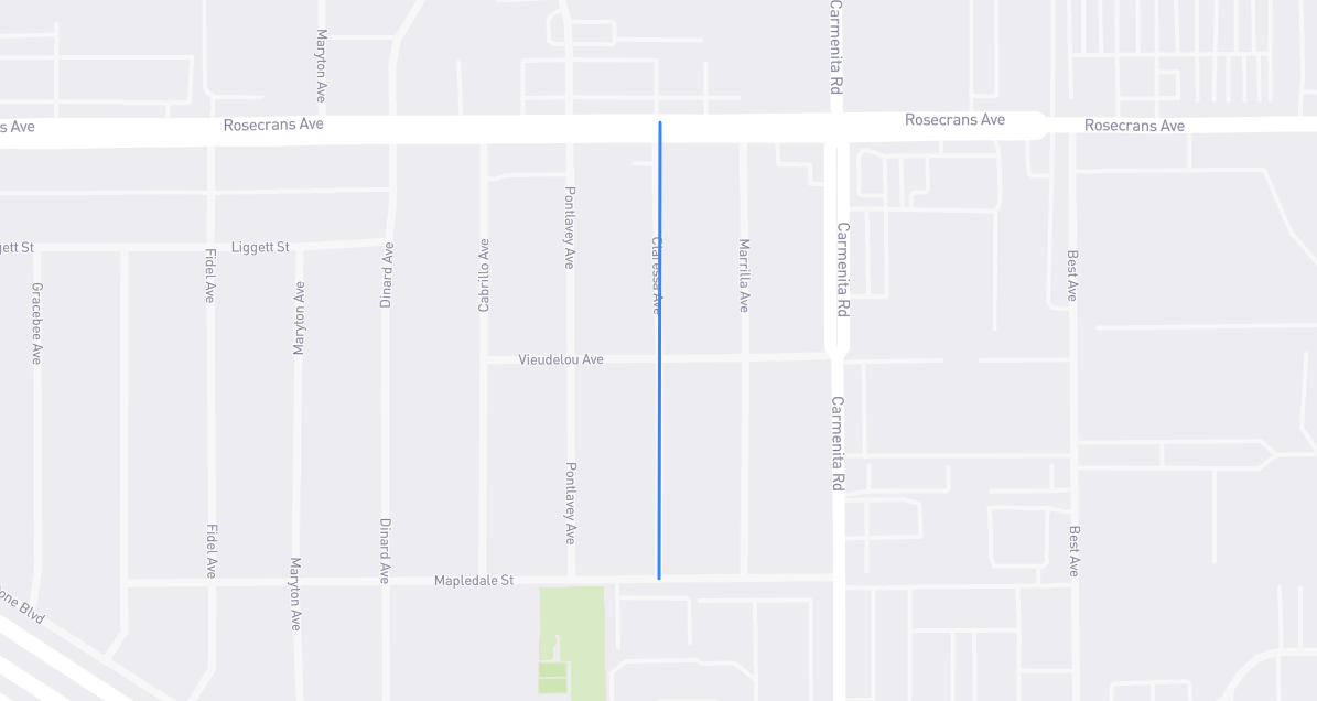 Map of Claressa Avenue in Los Angeles County, California