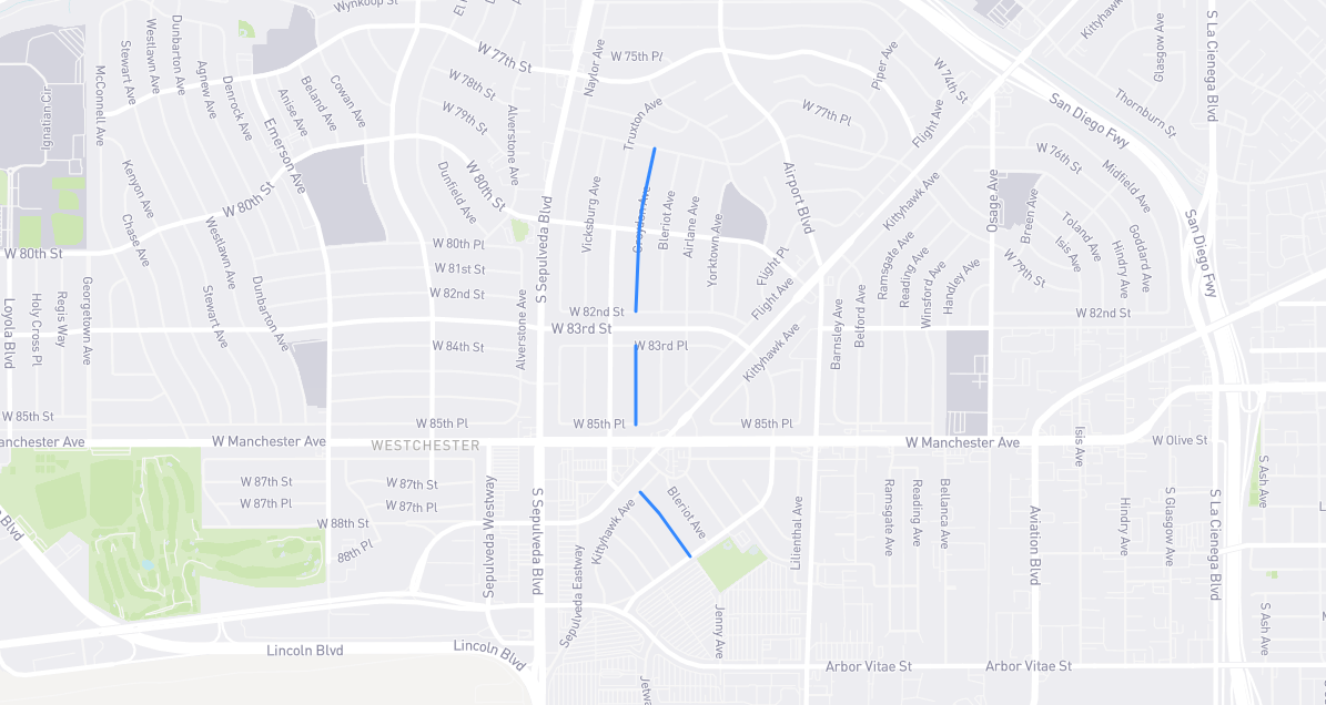 Map of Croydon Avenue in Los Angeles County, California