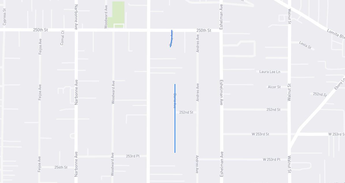Map of Doria Avenue in Los Angeles County, California