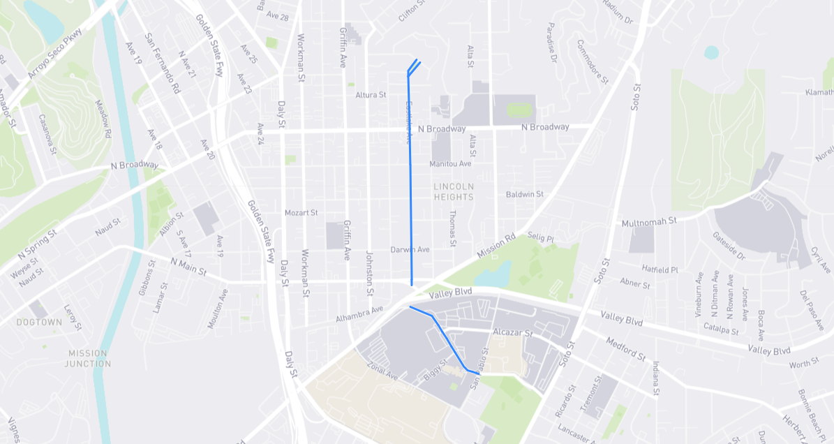 Map of Eastlake Avenue in Los Angeles County, California