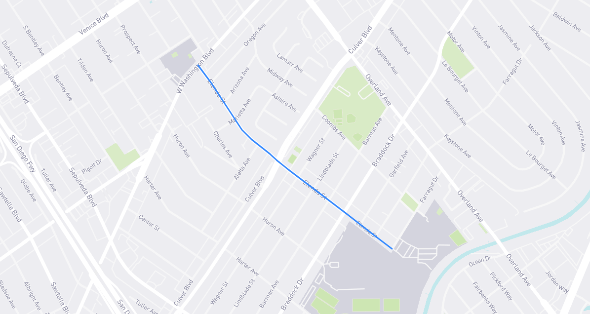 Map of Elenda Street in Los Angeles County, California