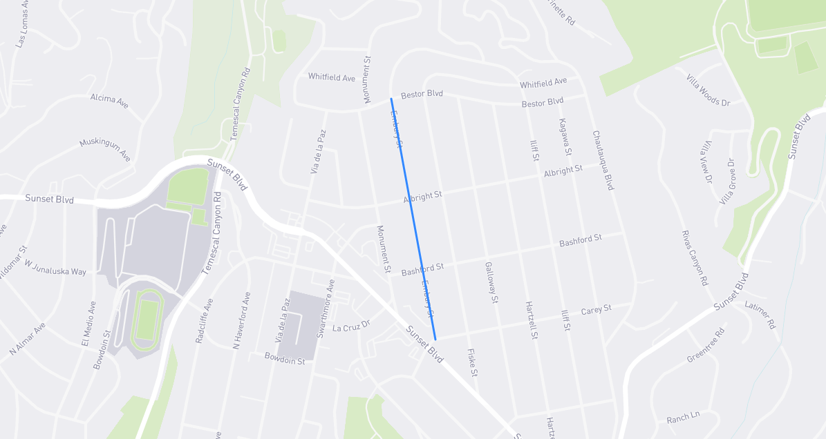 Map of Embury Street in Los Angeles County, California