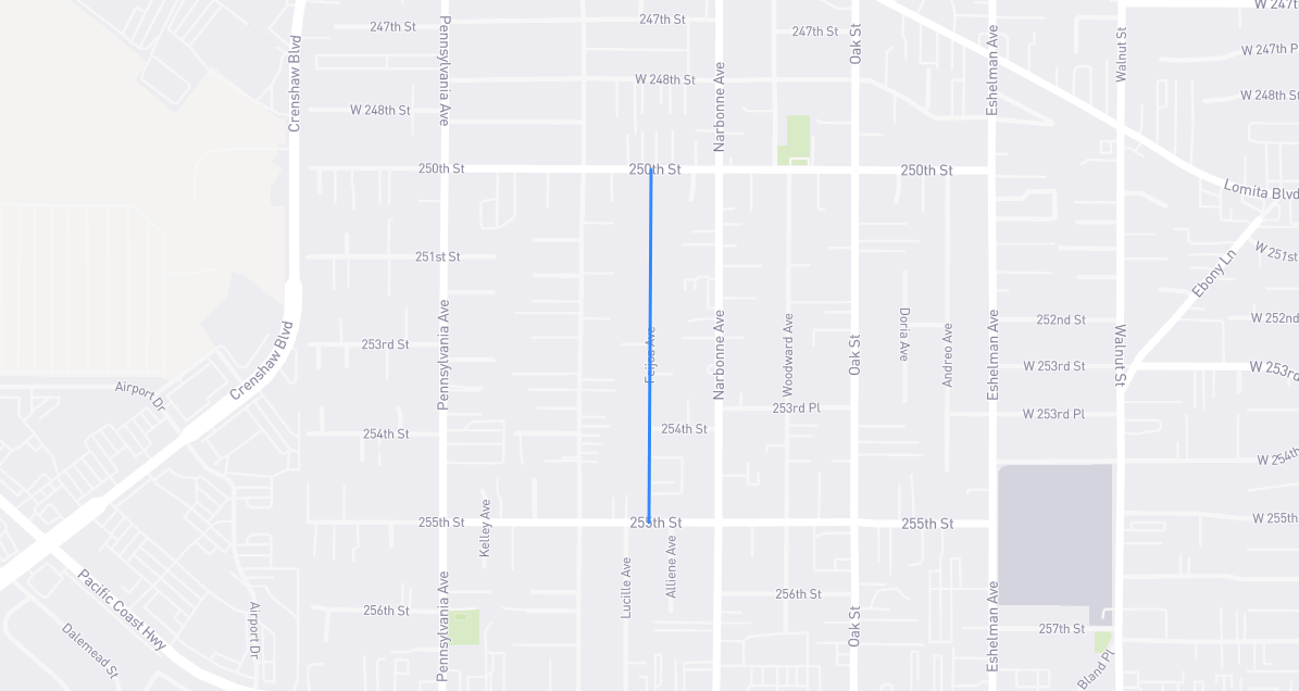 Map of Feijoa Avenue in Los Angeles County, California