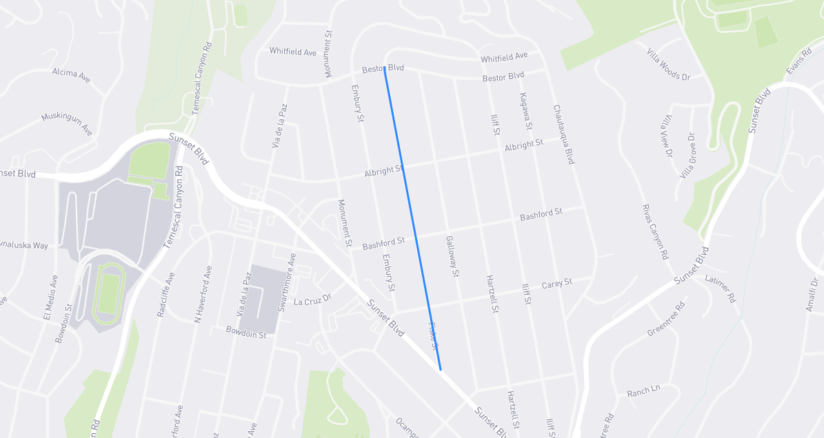Map of Fiske Street in Los Angeles County, California