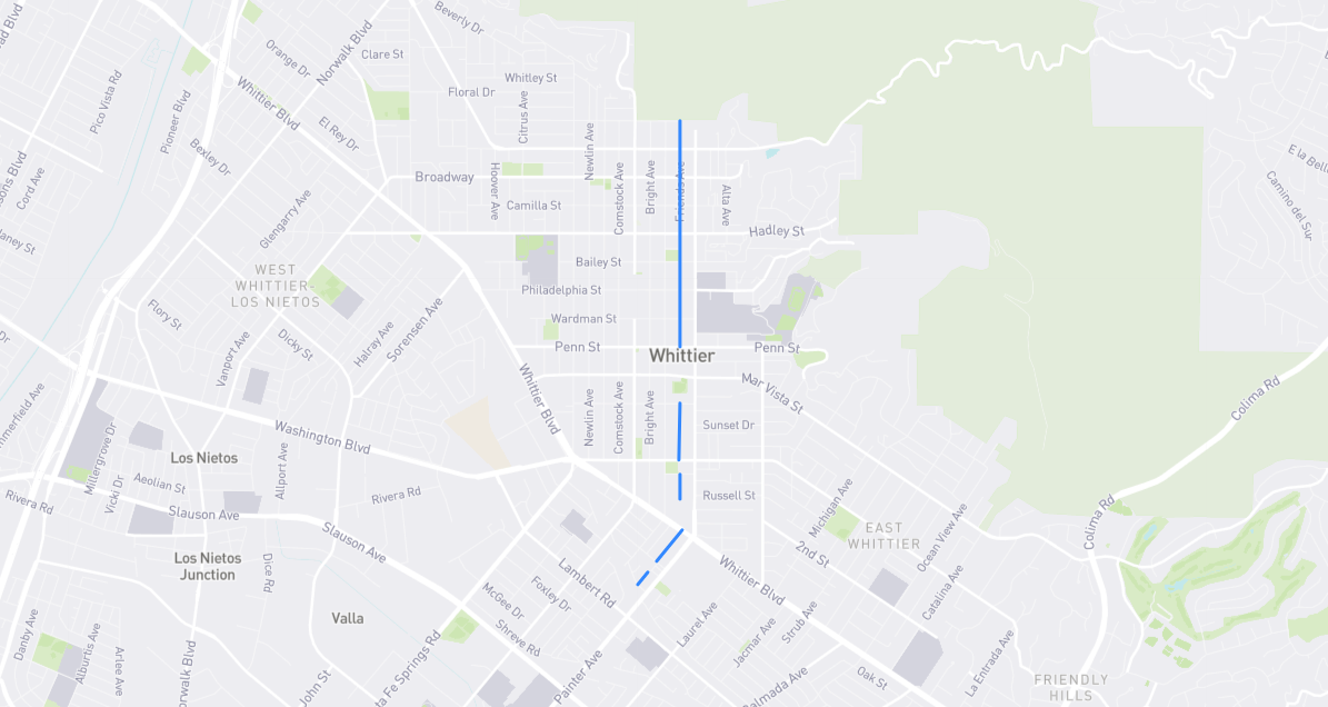 Map of Friends Avenue in Los Angeles County, California