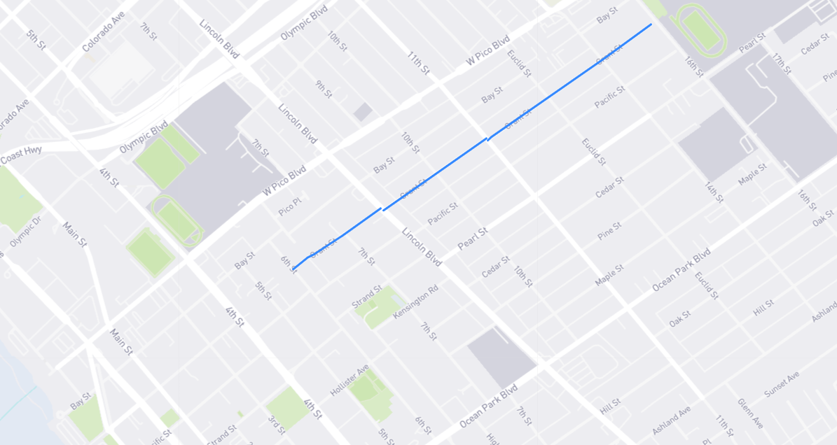 Map of Grant Street in Los Angeles County, California