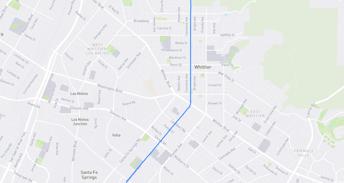 Map of Greenleaf Avenue in Los Angeles County, California