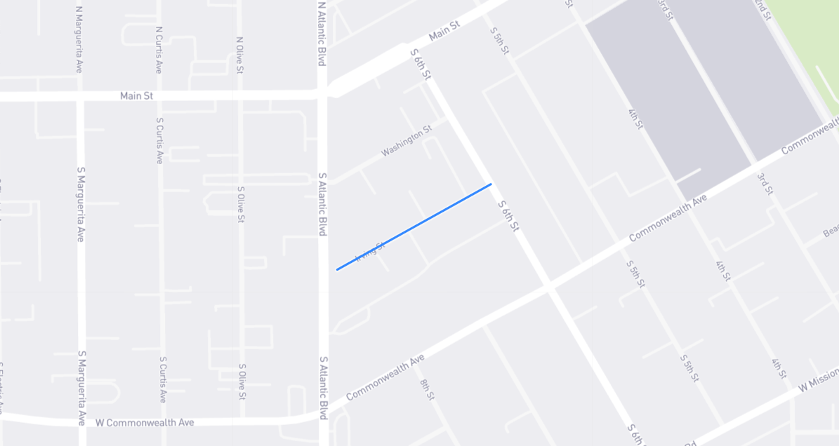 Map of Irving Street in Los Angeles County, California