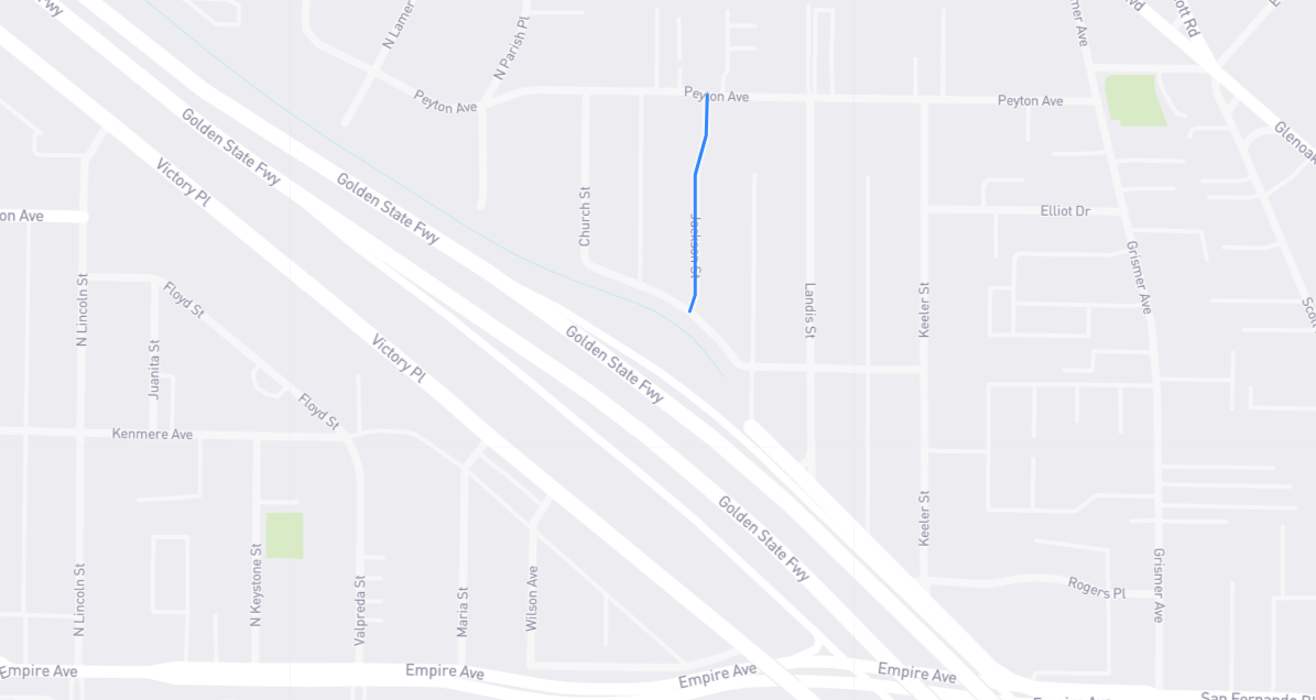 Map of Jackson Street in Los Angeles County, California