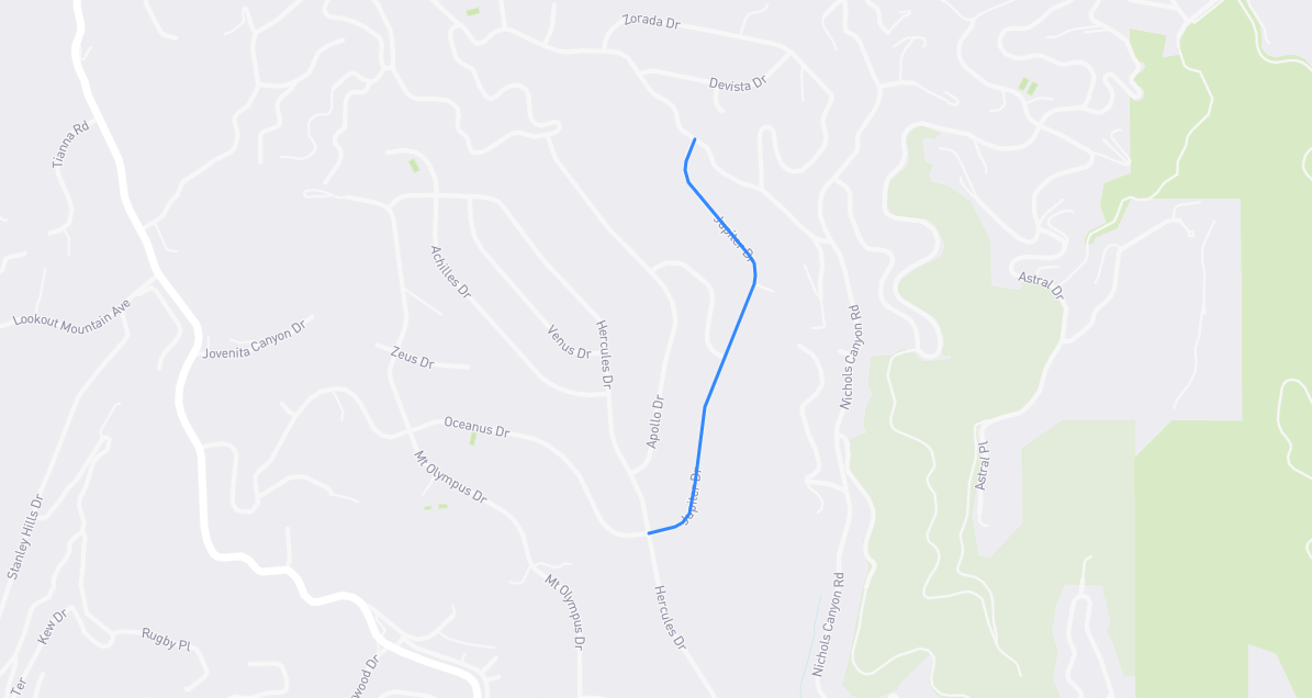Map of Jupiter Drive in Los Angeles County, California