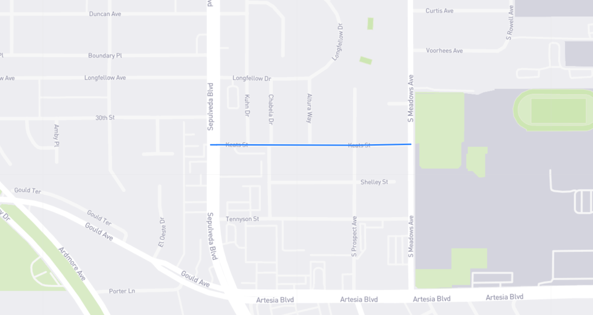 Map of Keats Street in Los Angeles County, California