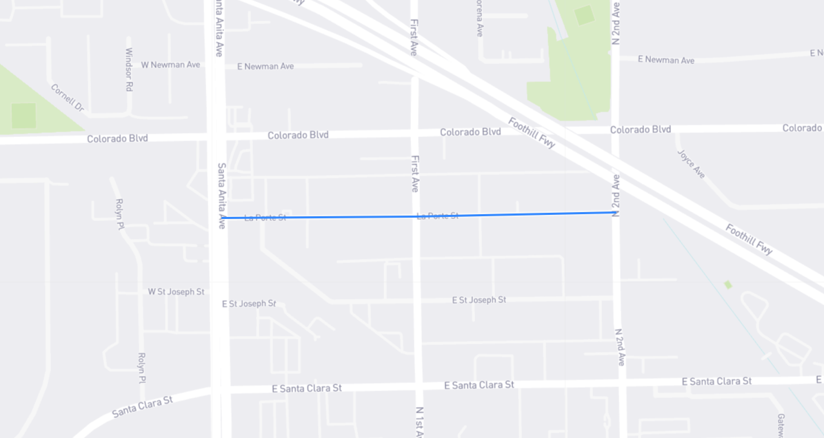 Map of La Porte Street in Los Angeles County, California