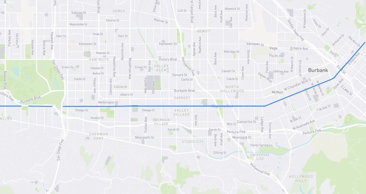Map of Magnolia Boulevard in Los Angeles County, California