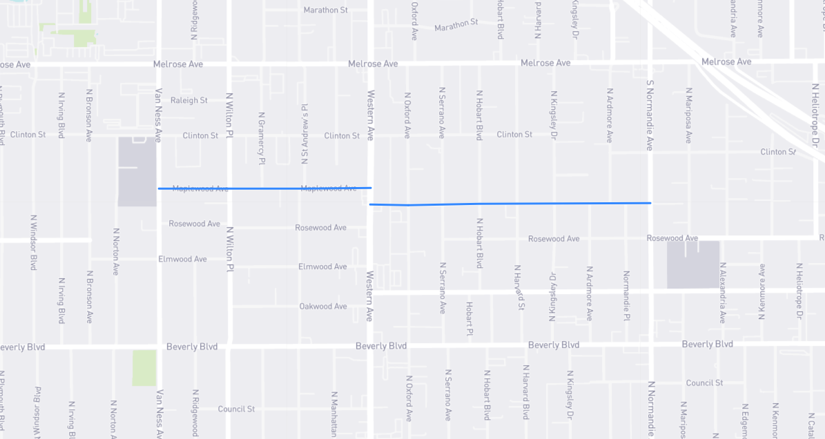 Map of Maplewood Avenue in Los Angeles County, California