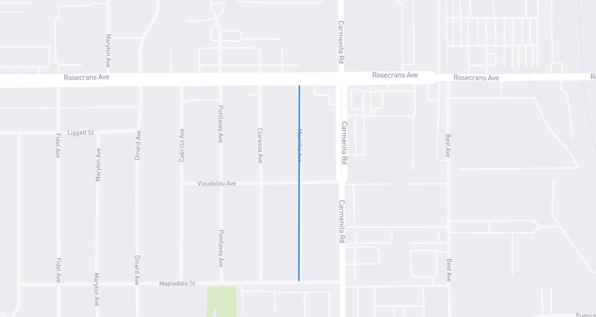 Map of Marrilla Avenue in Los Angeles County, California
