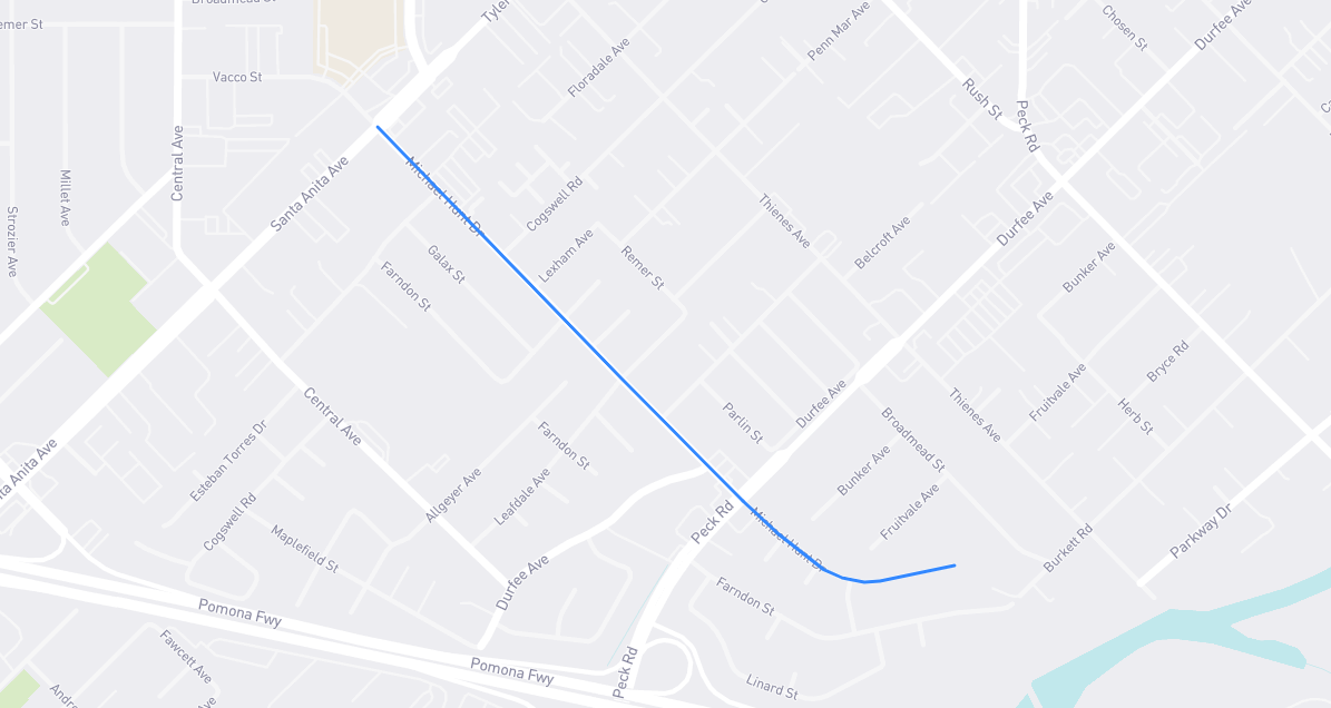 Map of Michael Hunt Drive in Los Angeles County, California