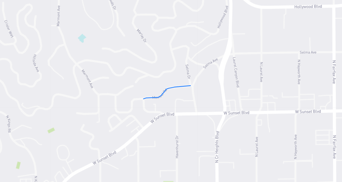 Map of Monteel Road in Los Angeles County, California