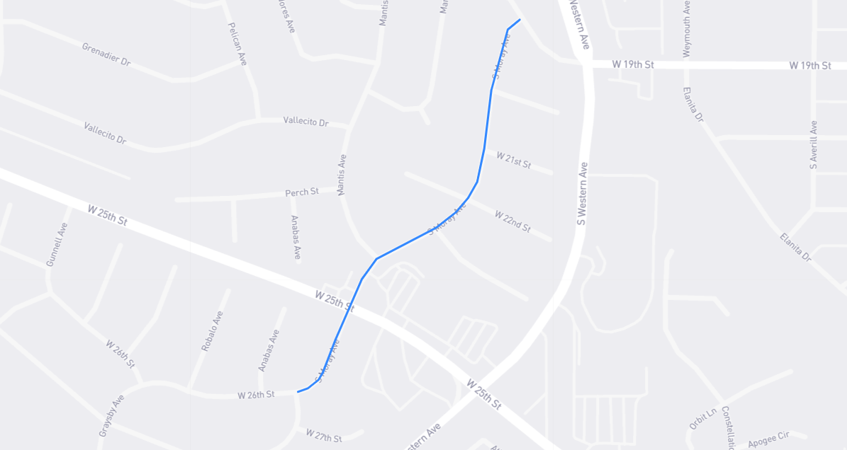 Map of Moray Avenue in Los Angeles County, California