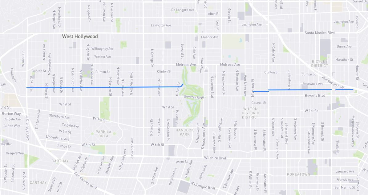 Map of Oakwood Avenue in Los Angeles County, California