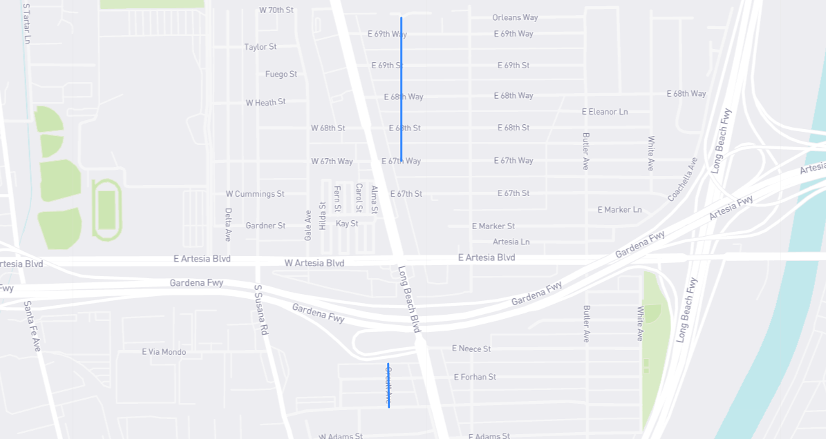 Map of Orcutt Avenue in Los Angeles County, California