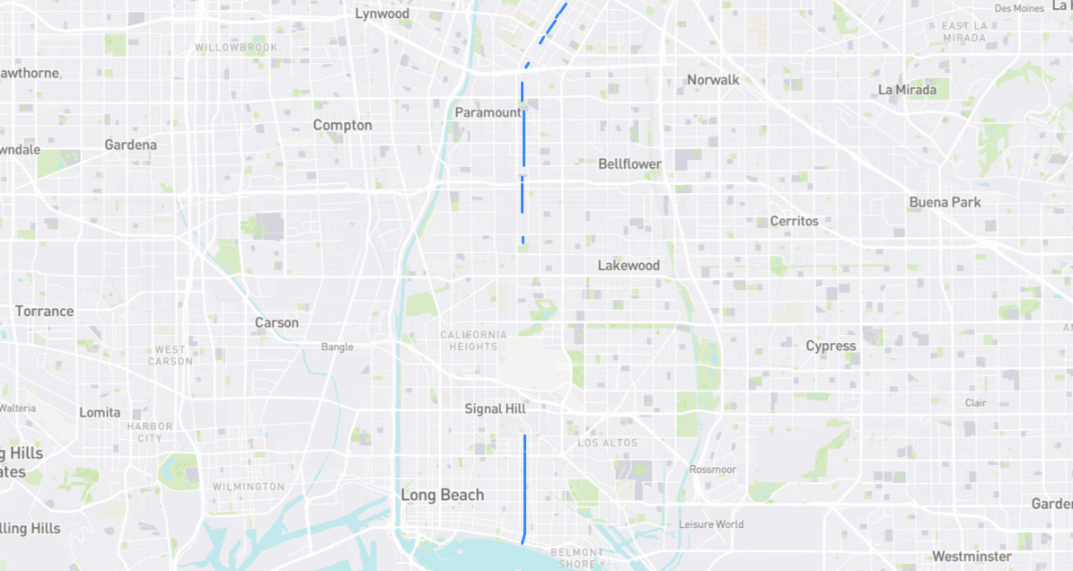 Map of Orizaba Avenue in Los Angeles County, California