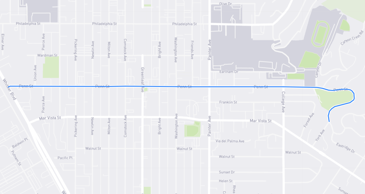 Map of Penn Street in Los Angeles County, California