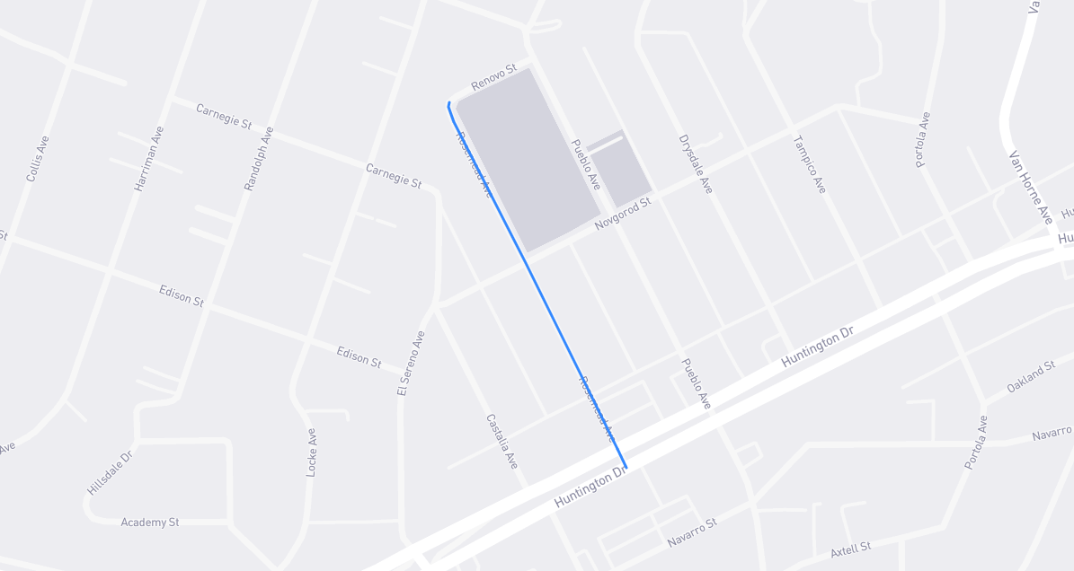 Map of Rosemead Avenue in Los Angeles County, California