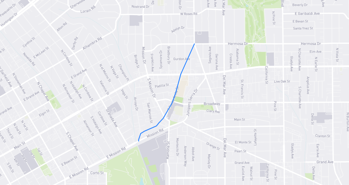 Map of Santa Anita Street in Los Angeles County, California