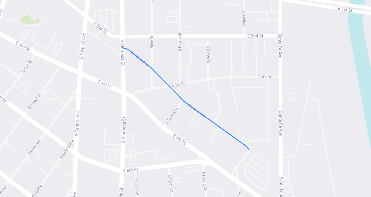 Map of Traction Avenue in Los Angeles County, California