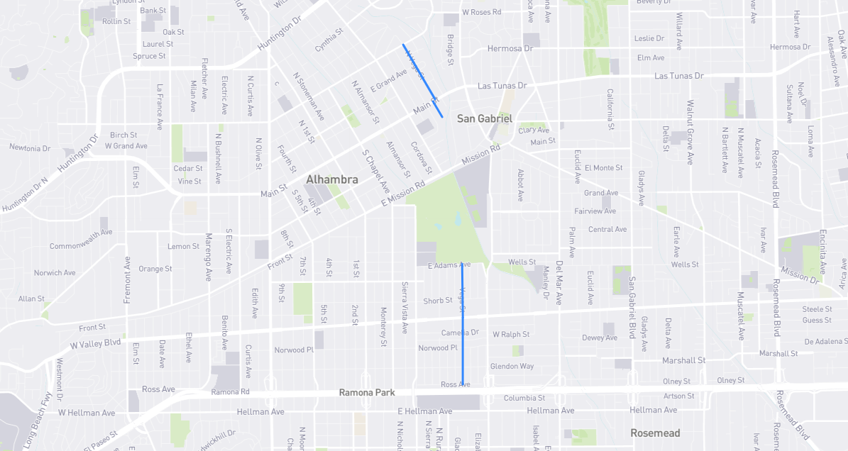 Map of Vega Street in Los Angeles County, California